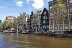 Arkitekturen längs kanal Herengracht, Amsterdam.