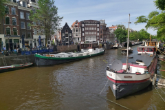 Arkitekturen längs kanal Prinsengracht, Jordaan, Amsterdam.