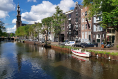 Westerkerk vid kanal Prinsengracht, Amsterdam.