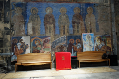 Interiören i Surp Astvatsatsin (Holy Mother of God) church, Akhtala Monastery, Armenien.