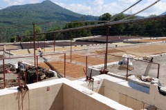 Kaffebönor på tork, färgen avslöjar status på torkningen, El Carmen Estate, Concepción de Ataco.