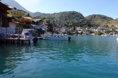 Utsikten från piren i centrala San Pedro La Laguna, Lake Atitlán. 