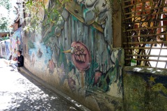 Fantastisk väggmålning, San Marcos La Laguna, Lake Atitlán.