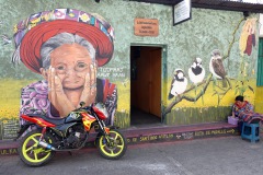 Väggmålning i Santiago Atitlán, Lake Atitlán.