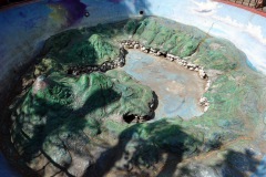 Modell av Lake Atitlán i centrala Santiago Atitlán.