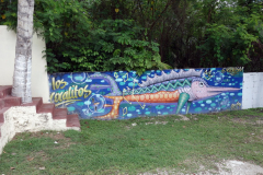 Konst vid Cenote Cocalitos söder om Bacalar.
