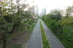 Led för cykling, löpning och promenader, Benjakitti Forest Park, Bangkok.