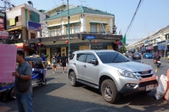 Östra änden av Khao San Road, Bangkok.