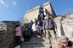 Stefan på en mycket brant del av muren, Mutianyu Great Wall.