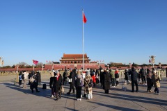 Himmelska fridens port i bakgrunden, Tiananmen Square, Beijing.