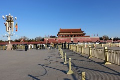 Himmelska fridens port i bakgrunden, Tiananmen Square, Beijing.