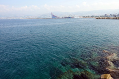 Utsikten över Beiruts hamn från den ostligaste delen av Beiruts Corniche.