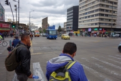 Gatuscen längs Carrera 10, La Candelaria, Bogotá.