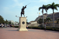 Monument vid Castillo San Felipe de Barajas, promenaden till Convento de la Popa, Cartagena.