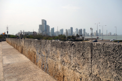 Las Murallas med Bocagrande i bakgrunden, gamla staden, Cartagena.