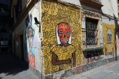 En lite mer nedgången gata vid Garibaldi Plaza, Centro Histórico, Mexico City.