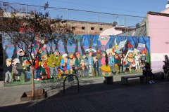 Fantastiska väggmålningar längs trevliga gågatan Regina, Centro Histórico, Mexico City.