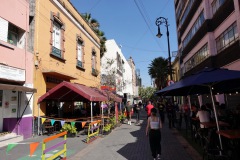 Gågatan Regina med mysiga restauranger, Centro Histórico, Mexico City.