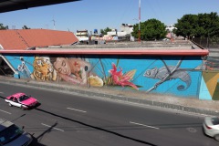 Fantastiska väggmålningar vid linbanestation Constitución de 1917, Los Ángeles, Mexico City.