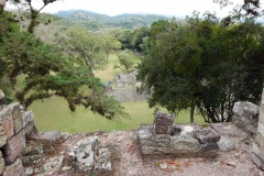 Utsikten över Gran Plaza från Acropolis, Copán.