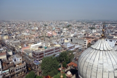 Utsikten över Delhi från minareten, Jama Masjid Mosque (Fredagsmoskén), Delhi.