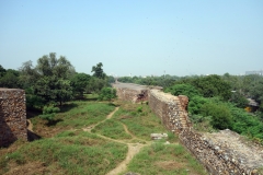 Del av muren runt Old Fort, Delhi.