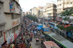 Trafiksituationen  i centrala Dhaka.
