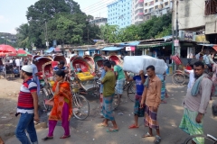 Gatuscen nära Buriganga river, old Dhaka.