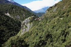 Tillbakablick mot Tengboche, EBC-trekken mellan Tengboche och Dingboche.
