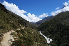 Mellan Pangboche och Somare, EBC-trekken mellan Tengboche och Dingboche.