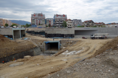 Nya vägar och en ny busstation under konstruktion, Tirana.