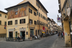 Arkitekturen vid Piazza della Calza, Oltrarno, Florens.