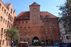 Baksidan av den medeltida hamnkranen Żuraw, Gdańsk.