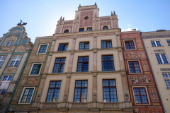 Fantastiska fasader vid Długi Targ-torget, gamla stan, Gdańsk.