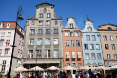 Fantastiska fasader vid Długi Targ-torget, gamla stan, Gdańsk.