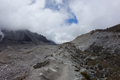 Vy över Khumbu-glaciären i riktning mot Gorak Shep.