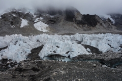 Khumbu-glaciären alldeles vid Everest Base Camp och Khumbu Ice Fall.