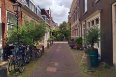Radhus längs mysiga gata, Haarlem.