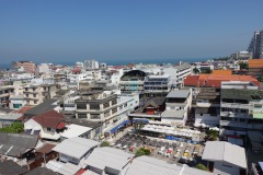 Utsikten från hotellets balkong i ostlig riktning, Hua Hin.