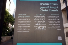 Informationsskylt som beskriver Christ Church, Christian Quarter, Jerusalem.