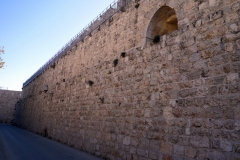Muren runt gamla staden vid Zion Gate, Armenian Quarter, Jerusalem.