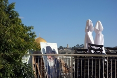 Målning med Klippdomen i bakgrunden, Jewish Quarter, Jerusalem.