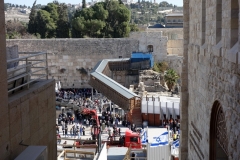 Vy över turistentrén till Tempelberget, Jewish Quarter, Jerusalem.