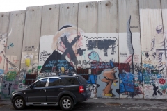 Muren som skiljer Västbanken från Israel vid Checkpoint 300, Betlehem.