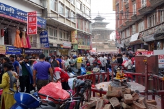 Gatuscen i centrala Katmandu.