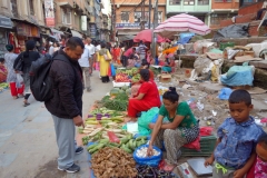 Gatuscen i centrala Katmandu.