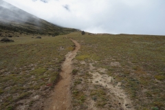 Tillbakablick längs leden åt Dingboche-hållet, längs trekken mellan Dingboche och Lobuche.