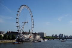 London Eye, County Hall och Westminster Bridge.