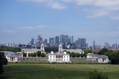 Utsikten mot Isle Of Dogs (Docklands) från Royal Observatory, Greenwich Park.