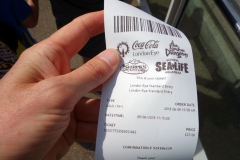 Biljetten till London Eye som jag hittade, South Bank.